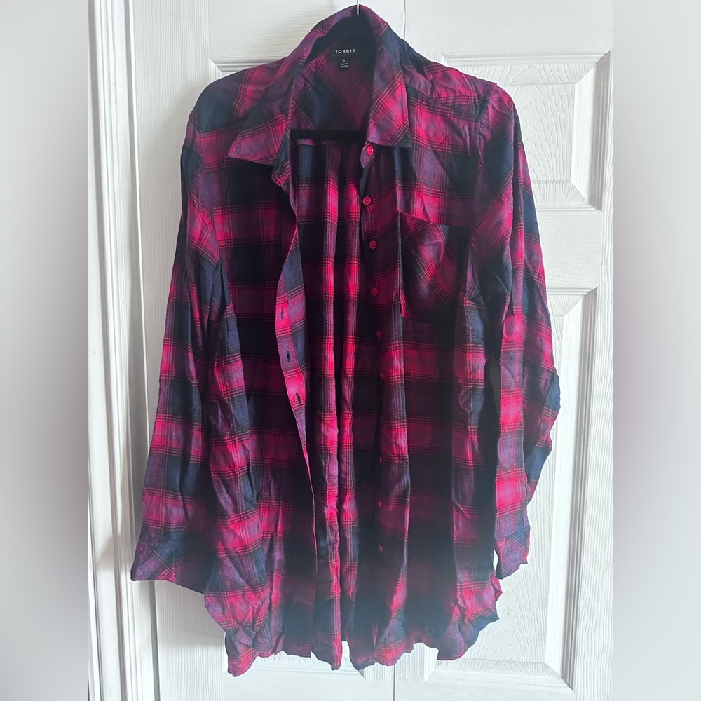 Torrid Red and Black Plaid Casual Shirt